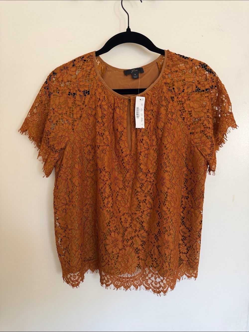 NWT JCrew Lace Short Sleeve Top in Burnt Orange Small